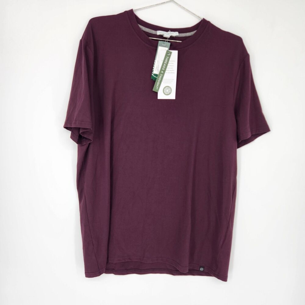 Threads 4 Thought Men's Burgundy Size Large Luxe Jersey Henley‎ Shirt NWT